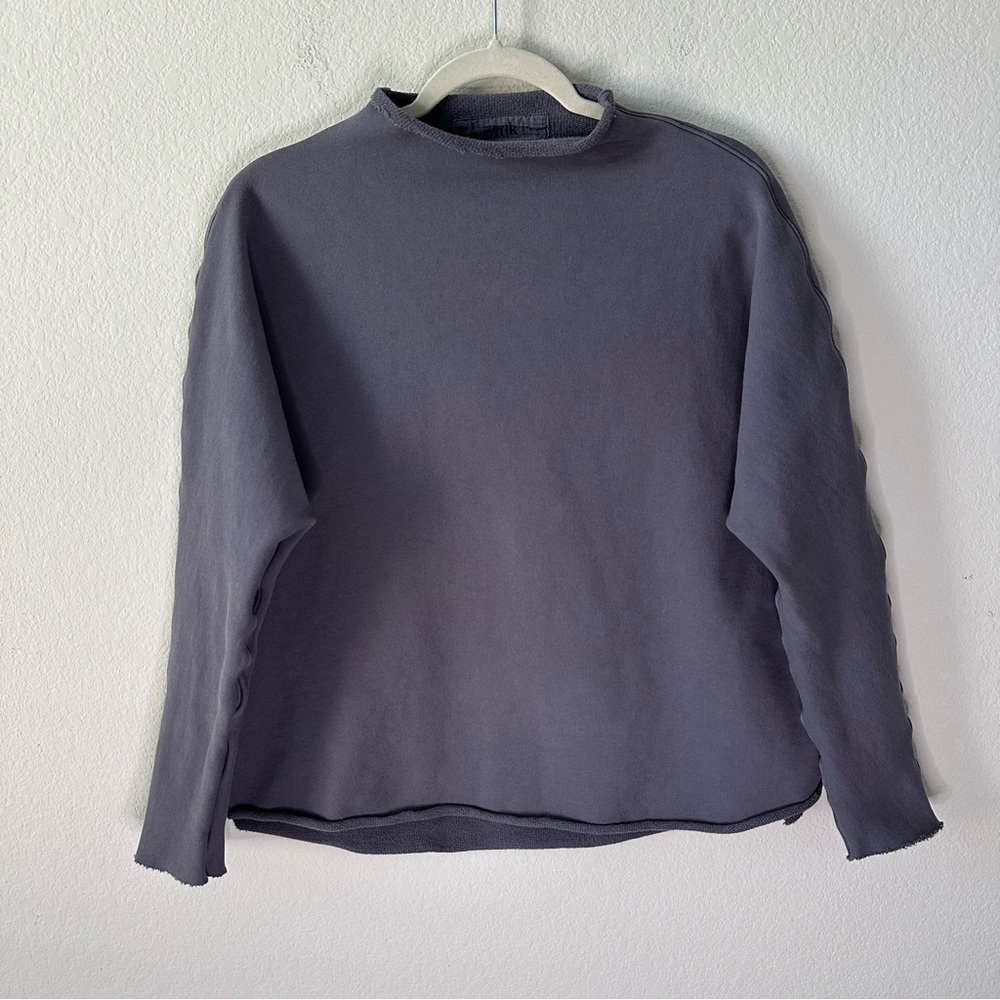 Frank & Eileen Effie Funnel Neck Capelet Top Fleece Elephant Gray SZ S - Picture 2 of 7